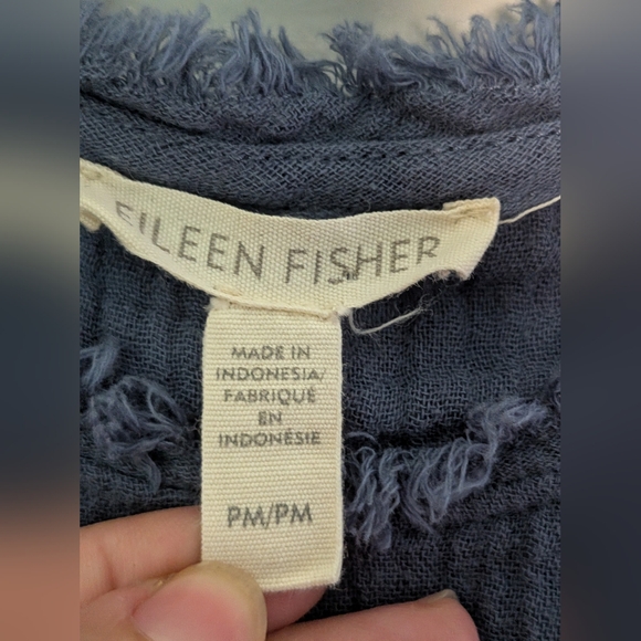 Eileen Fisher Organic Cotton Gauze Sleeveless Shift Dress Blue PM - Picture 4 of 5